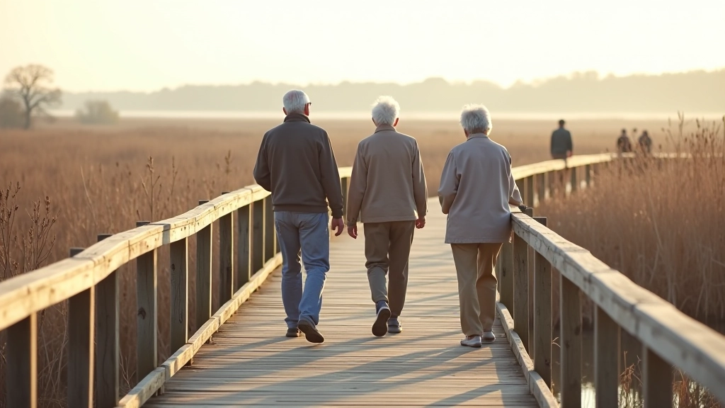 Guided boardwalk tour group